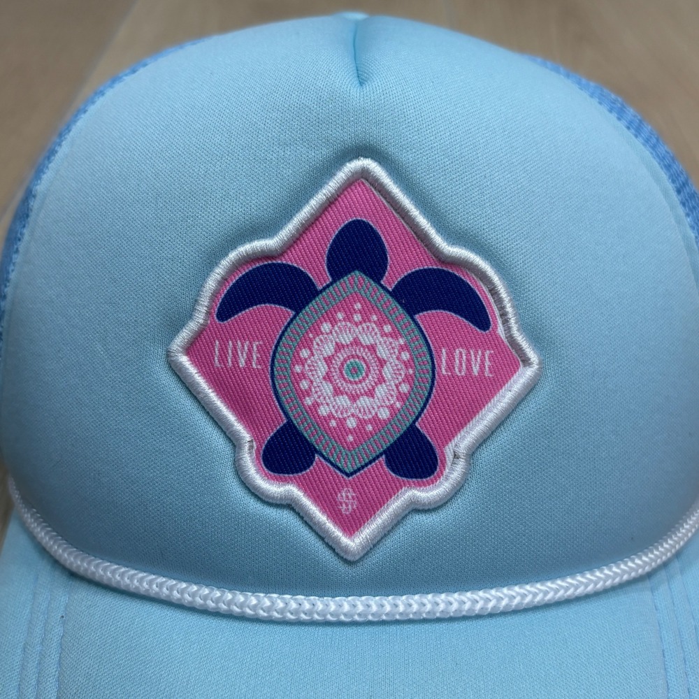 Simply Southern Trucker Hat Light Blue Live Love Sea Turtle Mesh Snapback Cap - Picture 2 of 6